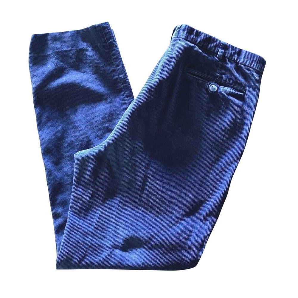 VTG‎ Woolrich Men's Navy Corduroy Pants 34x29 Pleated Baggy Loose